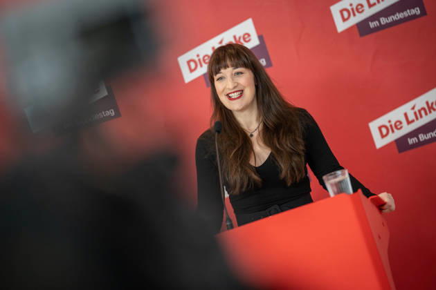 Heidi Reichinnek, Chair of the Die Linke Parliamentary Caucus in the German Bundestag; Press Statement by the Die Linke Parliamentary Caucus, German Bundestag, Berlin, Berlin, Germany, Bundestag