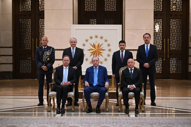 Turkish President Recep Tayyip Erdogan ANKARA, TURKIYE - OCTOBER 13: Dutch Ambassador to Turkiye, Alle Dorhout presents his letters of credence to Turkish President Recep Tayyip Erdogan (C), as Erdogan receives the ambassadors of India, Mali, Netherlands, El Salvador and Nigeria at the Presidential Complex, in Ankara, Turkiye on October 13, 2026. Mehmet Ali Ozcan Anadolu Ankara Turkey. Editorial use only. Please get in touch for any other usage.  Copyright: x2026xAnadoluxMehmetxAlixOzcanx