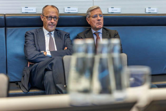 CDU CSU Caucus Meeting: Friedrich Merz (CDU), caucus chair, at a caucus meeting on October 13, 2026, in Berlin, Berlin, Berlin, Germany, Bundestag