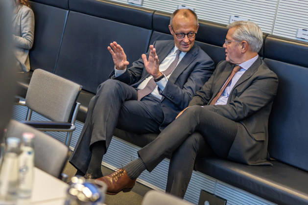 CDU CSU Caucus Meeting: Friedrich Merz (CDU), caucus chair, at a caucus meeting on October 13, 2026, in Berlin, Berlin, Berlin, Germany, Bundestag