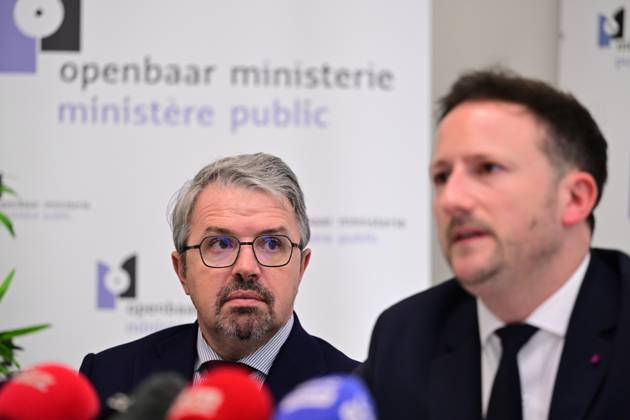 Belgian federal prosecutor Frederic Van Leeuw pictured during a press conference of the Brussels Public Prosecutor regarding two incidents, on Tuesday 13 October 2026, in Brussels. A police officer with the Anti-Assault Brigade died last night in Jette during a response to a call and one person died in a shooting in Ixelles.  DIRKxWAEM 189658163