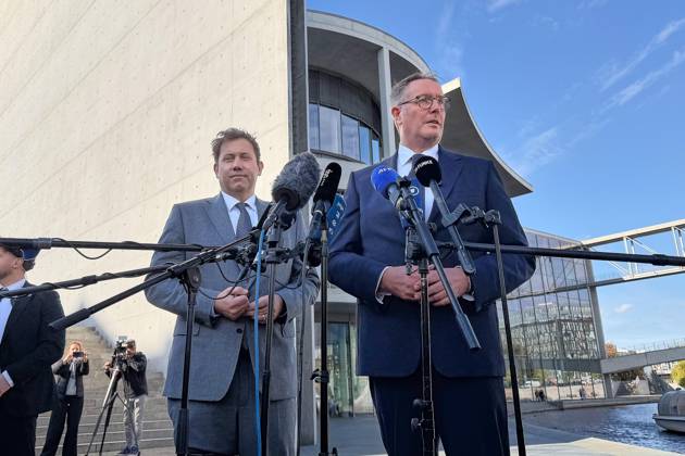 Germany, October 13, 2026, Government Quarter: Press Statement by Federal Minister of Finance Lars Klingbeil (SPD) and Federal Minister of Labor and Social Affairs-designate Alexander Schweitzer (SPD) Copyright: xdtsxNachrichtenagenturx dts_138397