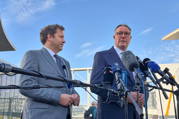 Germany, October 13, 2026, Government Quarter: Press Statement by Federal Minister of Finance Lars Klingbeil (SPD) and Federal Minister of Labor and Social Affairs-designate Alexander Schweitzer (SPD) Copyright: xdtsxNachrichtenagenturx dts_138395