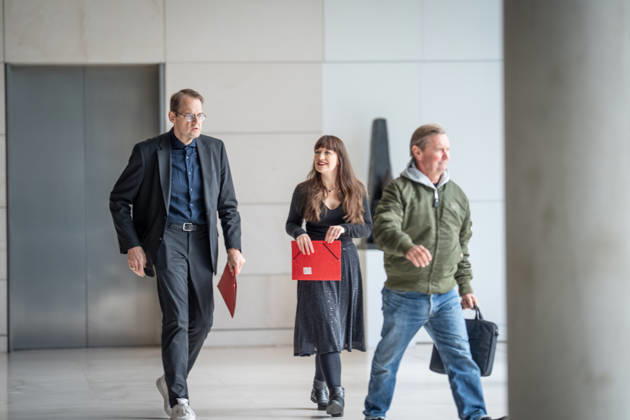 Heidi Reichinnek, chair of the Die Linke parliamentary caucus in the German Bundestag, with her co-chair Sören Pellmann; press statement by the Die Linke parliamentary caucus, German Bundestag, Berlin, Berlin, Germany, Bundestag