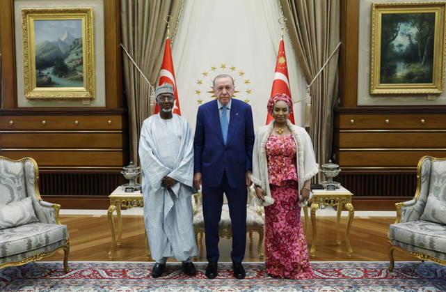 Turkish President Recep Tayyip Erdogan ANKARA, TURKIYE - OCTOBER 13: (----EDITORIAL USE ONLY - MANDATORY CREDIT - TURKISH PRESIDENCY MURAT KULA HANDOUT - NO MARKETING NO ADVERTISING CAMPAIGNS - DISTRIBUTED AS A SERVICE TO CLIENTS----) Turkish President Recep Tayyip Erdogan and Nigeria s Ambassador to Turkiye, Saidu Usman Nasamu Dakingari pose for a family photo after receiving the credentials of Nigeria s Ambassador to Turkiye during a ceremony at the Presidential Complex in Ankara, Turkiye on October 13, 2026. Tur Presidency Murat Kula Anadolu Ankara Turkey. Editorial use only. Please get in touch for any other usage.  Copyright: x2026xAnadoluxTurxPresidencyx xMuratxKulax