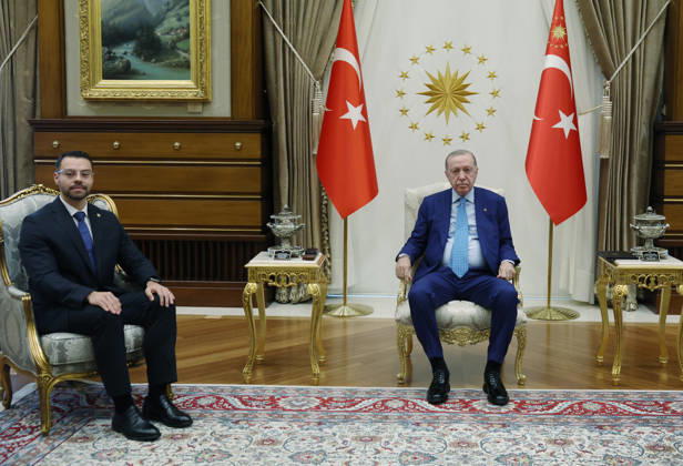 Turkish President Recep Tayyip Erdogan ANKARA, TURKIYE - OCTOBER 13: (----EDITORIAL USE ONLY - MANDATORY CREDIT - TURKISH PRESIDENCY MURAT KULA HANDOUT - NO MARKETING NO ADVERTISING CAMPAIGNS - DISTRIBUTED AS A SERVICE TO CLIENTS----) Turkish President Recep Tayyip Erdogan and El Salvador s Ambassador to Turkiye, Eduardo Alfonso G. Grande pose for a photo after receiving the credentials of El Salvador s Ambassador to Turkiye during a ceremony at the Presidential Complex in Ankara, Turkiye on October 13, 2026. Tur Presidency Murat Kula Anadolu Ankara Turkey. Editorial use only. Please get in touch for any other usage.  Copyright: x2026xAnadoluxTurxPresidencyx xMuratxKulax