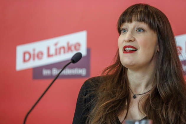 Statement by Die Linke: Heidi Reichinnek and Soeren Pellmann at a Die Linke press conference on October 13, 2026, in Berlin, Berlin, Berlin, Germany, Reichstag