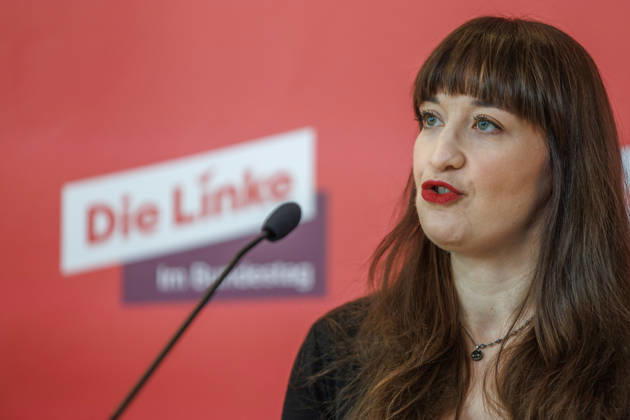 Statement by Die Linke: Heidi Reichinnek and Soeren Pellmann at a Die Linke press conference on October 13, 2026, in Berlin, Berlin, Berlin, Germany, Reichstag