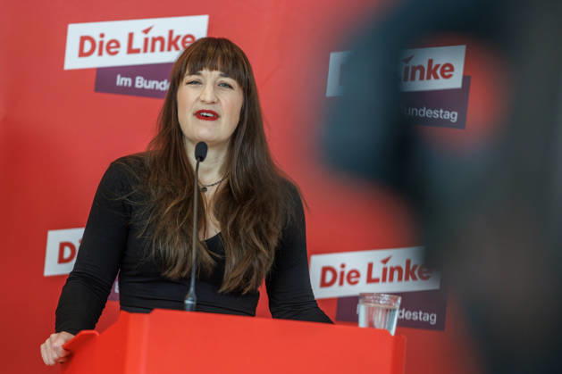 Statement by Die Linke: Heidi Reichinnek and Soeren Pellmann at a Die Linke press conference on October 13, 2026, in Berlin, Berlin, Berlin, Germany, Reichstag