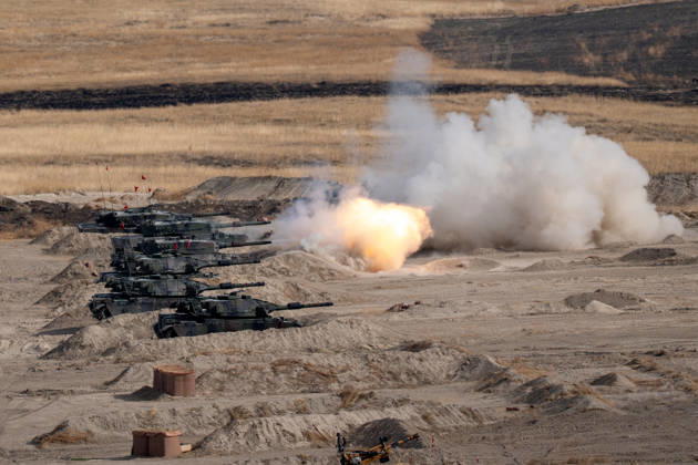 Turkish Armed Forces Fire Free-2026 military exercise held in Ankara ANKARA, TURKIYE - OCTOBER 13: Turkish armed forces hold the Fire Free-2026 military exercise at the General Nahit Senoglu Firing and Exercise Area in Polatli district, Ankara, Turkiye, on October 13, 2026. Organized to demonstrate the combat readiness and firepower of the Turkish Armed Forces, the comprehensive drill featured live-fire maneuvers utilizing an array of domestically engineered weapons and defense systems. F-16 fighting falcon and ATAK attack helicopters executed precision firing runs during drill. Arman Onal Anadolu Ankara Turkey. Editorial use only. Please get in touch for any other usage. Copyright: x2026xAnadoluxArmanxOnalx