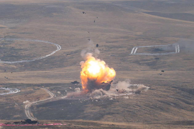 Turkish Armed Forces Fire Free-2026 military exercise held in Ankara ANKARA, TURKIYE - OCTOBER 13: Turkish armed forces hold the Fire Free-2026 military exercise at the General Nahit Senoglu Firing and Exercise Area in Polatli district, Ankara, Turkiye, on October 13, 2026. Organized to demonstrate the combat readiness and firepower of the Turkish Armed Forces, the comprehensive drill featured live-fire maneuvers utilizing an array of domestically engineered weapons and defense systems. F-16 fighting falcon and ATAK attack helicopters executed precision firing runs during drill. Arman Onal Anadolu Ankara Turkey. Editorial use only. Please get in touch for any other usage. Copyright: x2026xAnadoluxArmanxOnalx