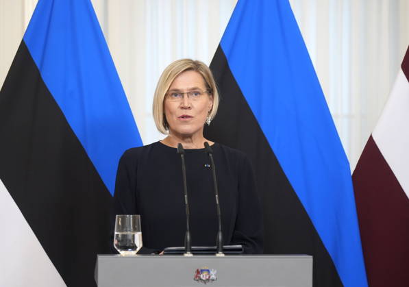October 13, 2026, Riga, Vidzeme Region, Latvia: Estonian President ULLE MADISE attends press conference during her visit to Latvia Riga Latvia  - ZUMAk193 20261013_zip_k193_004 Copyright: xIntsxKalninsx