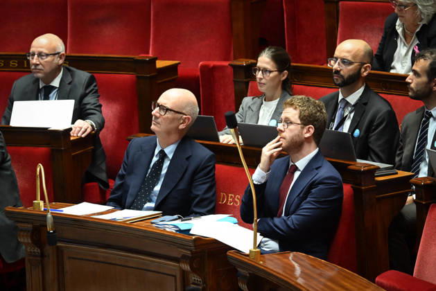 2027 Finance Bill Part One at the National Assembly French Minister of the Economy, Finance and Industrial, Energy and Digital Sovereignty Roland Lescure and French Minister of Action and Public Accounts David Amiel during the 2027 Finance Bill Part One at the National Assembly, French Parliament in Paris, France on octobre 13, 2026. Photo by Tomas Stevens ABACAPRESS.COM Paris France  Copyright: xStevensxTomas ABACAx