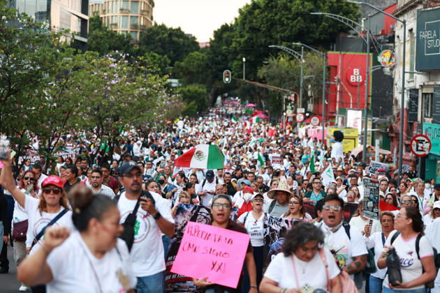 Thousands of healthcare workers hold national protest in Mexico City MEXICO CITY, MEXICO - OCTOBER 13: People take part in a national protest march demanding wage increases for healthcare workers and more medical supplies for Mexico s public health system, in Mexico City, Mexico on October 13, 2026. Thousands of members of the Mexican Social Security Institute (IMSS) marched to demand higher wages, improved working conditions, and action to address nationwide shortages of basic medicines and supplies across public hospitals. Daniel Cardenas Anadolu Mexico City Mexico. Editorial use only. Please get in touch for any other usage.  Copyright: x2026xAnadoluxDanielxCardenasx