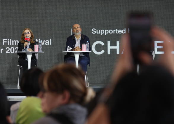 French director Marc Fitoussi and actress Isabelle Huppert at BIFF French director Marc Fitoussi and actress Isabelle Huppert at BIFF French director Marc Fitoussi (R) and actress Isabelle Huppert attend an open talk event at the 31st Busan International Film Festival (BIFF) at the Busan Cinema Center in the southeastern port city on Oct. 13, 2026. (Yonhap) 2026-10-14 12:24:54 <Copyright ¨Ï 1980-2026 YONHAPNEWS AGENCY. .> ºÎ»ê±¤¿ª½Ã EDITORIAL USE ONLY  Copyright: xx director ???x yonphotos257642