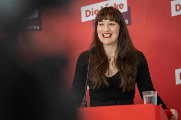 Heidi Reichinnek, Chair of the Die Linke Parliamentary Caucus in the German Bundestag; Press Statement by the Die Linke Parliamentary Caucus, German Bundestag, Berlin, Berlin, Germany, Bundestag