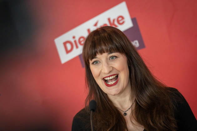 Heidi Reichinnek, Chair of the Die Linke Parliamentary Caucus in the German Bundestag; Press Statement by the Die Linke Parliamentary Caucus, German Bundestag, Berlin, Berlin, Germany, Bundestag