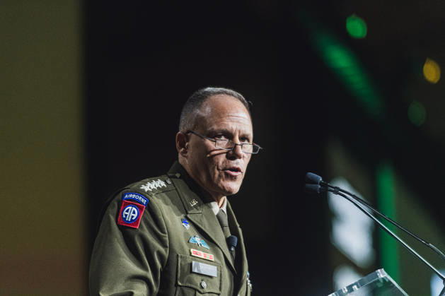 Army Vice Chief of Staff Gen. Christopher LaNeve addresses the Eisenhower Luncheon at AUSA 2026 WASHINGTON, DC, OCTOBER 13: Gen. Christopher C. LaNeve, the 48th Vice Chief of Staff of the U.S. Army, speaks during the Dwight D. Eisenhower Luncheon at the Association of the United States Army (AUSA) 2026 Annual Meeting and Exposition at the Walter E. Washington Convention Center on October 13, 2026 in Washington, DC., Credit:Oliver Ehmig Velez Oliver Ehmig Avalon  Copyright: xOliverxEhmigxVelezx xOliverxEhmigx xAvalonx PCN_AUSA_2026_1143071280
