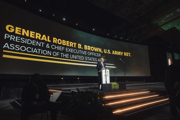 AUSA President Gen. Robert Brown (Ret.) hosts the Eisenhower Luncheon at AUSA 2026 WASHINGTON, DC, OCTOBER 13: Retired Gen. Robert B. Brown, president and CEO of the Association of the United States Army (AUSA), hosts the Dwight D. Eisenhower Luncheon at the AUSA 2026 Annual Meeting and Exposition at the Walter E. Washington Convention Center on October 13, 2026 in Washington, DC., Credit:Oliver Ehmig Velez Oliver Ehmig Avalon  Copyright: xOliverxEhmigxVelezx xOliverxEhmigx xAvalonx PCN_AUSA_2026_1143071282