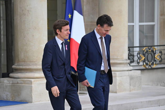 Weekly Cabinet Meeting at the Elysee Palace French Minister of Education Edouard Geffray and French Minister of Higher Education, Research and Space Philippe Baptiste leaves after the weekly cabinet meeting (Conseil des ministres) at the Elysee Palace in Paris, France, on October 14, 2026. Photo by Tomas Stevens ABACAPRESS.COM Paris France  Copyright: xStevensxTomas ABACAx