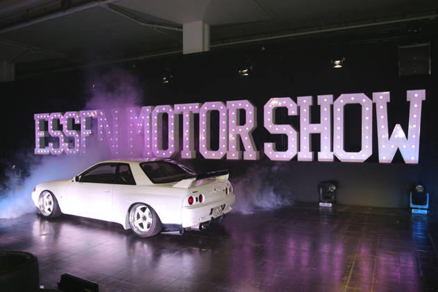 1994 Nissan Skyline BNR32 GT-R V Spec II, current promotional vehicle for the 2026 Essen Motor Show, tuningXperience special exhibition in front of the Essen Motor Show signage, media event Carwalk for the Essen Motor Show on October 14, 2026, at Messe Essen in the lead-up to the Essen Motor Show 2026 (November 28, 2026 – December 6, 2026), EMS Preview November 27, 2026