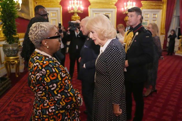 Commonwealth Diaspora reception Queen Camilla speaking to Lyndia Bowers, President of Antigua and Barbuda National Association, during a reception at St. James s Palace in London, to celebrate the Commonwealth Diaspora, ahead of the Commonwealth Heads of Government Meeting in Antigua and Barbuda. Picture date: Wednesday October 14, 2026., Credit:Jonathan Brady PA ROTA - B68 Avalon UK, London  Copyright: xJonathanxBradyx xPAxROTAx-xB68x xAvalonx 1143359884