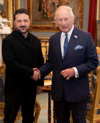 King Charles meets Volodymyr Zelensky King Charles meets President of Ukraine Volodymyr Zelensky at Buckingham Palace, London, UK, on the 14th of October 2026. Picture by Aaron Chown WPA-Pool London Buckingham Palace London UK  WHA-0831