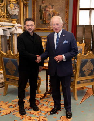 King Charles meets Volodymyr Zelensky King Charles meets President of Ukraine Volodymyr Zelensky at Buckingham Palace, London, UK, on the 14th of October 2026. Picture by Aaron Chown WPA-Pool London Buckingham Palace London UK  WHA-0831