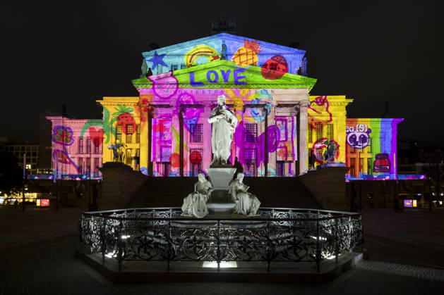 Festival of Lights, City Center Light Festival, Berlin, October 10, 2026, Konzerthaus at Gendarmenmarkt with the Schiller Monument, 22nd BERLIN FESTIVAL OF LIGHTS, theme Colors of Love, light installations, October 13, 2026, Berlin, Germany English: Konzerthaus at Gendarmenmarkt with the Sc Copyright: xPeterxEngelkex