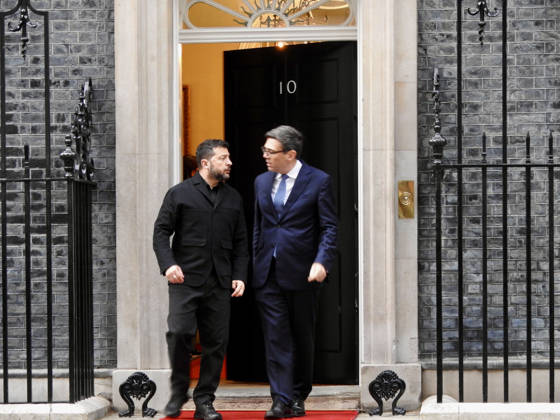 Zelenskyy and Burnham at 10 Downing Street, London London, UK. 14 October 2026. Ukrainian President Volodymyr Zelenskyy and British Prime Minister Andy Burnham walk together outside 10 Downing Street following talks in London., Credit:Alexander Seale Avalon united kingdom, London  Copyright: xAlexanderxSealex xAvalonx 1143385011