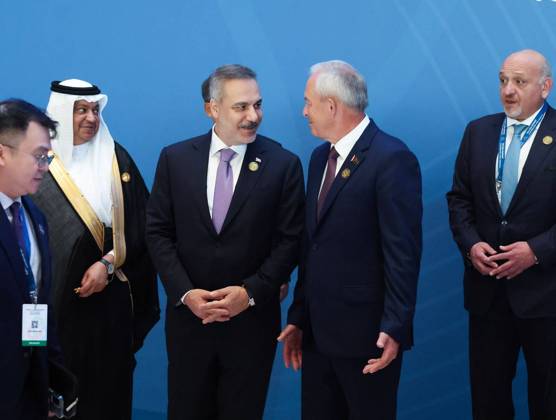 Turkish Foreign Minister Hakan Fidan BAKU, AZERBAIJAN - OCTOBER 15: (----EDITORIAL USE ONLY - MANDATORY CREDIT - ‘TURKISH MINISTRY OF FOREIGN AFFAIRS HANDOUT - NO MARKETING NO ADVERTISING CAMPAIGNS - DISTRIBUTED AS A SERVICE TO CLIENTS----) Turkish Foreign Minister Hakan Fidan (C) attends the 7th Summit of the Conference on Interaction and Confidence Building Measures in Asia (CICA) in Azerbaijan on October 15, 2026. Turkish Foreign Ministry Handout Anadolu Baku Azerbaijan. Editorial use only. Please get in touch for any other usage.  Copyright: x2026xAnadoluxTurkishxForeignxMinistry Handoutx