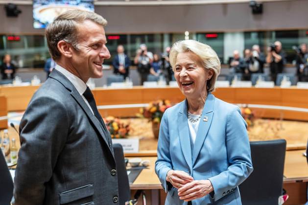 Brussels, Belgium, October 15, 2026; European Union building; EU summit; Emmanuel Macron and Ursula von der Leyen; Photo by Michael Kappeler, Pool Copyright: xMichaelxKappeler,xPool dtsxNachrichtenagenturx dts_139098