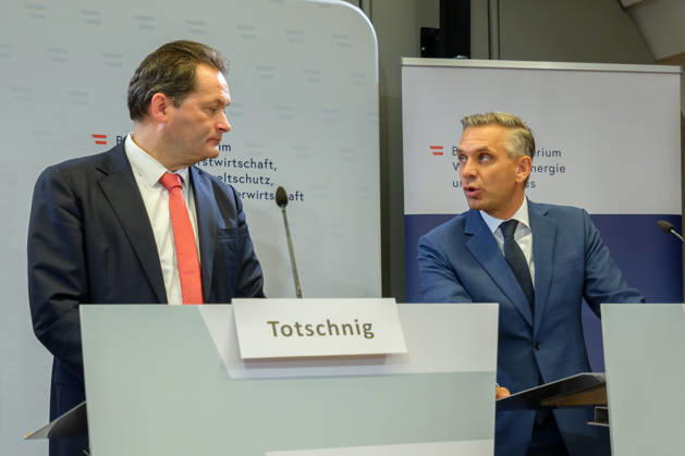 October 15, 2026: Press conference at the BMLUK with Norbert Totschnig (ÖVP), Federal Minister of Agriculture and Forestry, Climate and Environmental Protection, Regions, and Water Management, and Wolfgang Hattmannsdorfer (ÖVP), Federal Minister of Economy, Energy, a