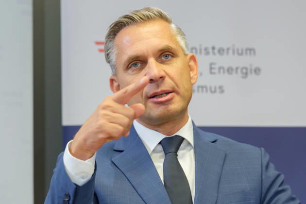 October 15, 2026: Press Conference at the BMLUK Federal Minister of Economy, Energy, and Tourism Wolfgang Hattmannsdorfer (ÖVP) on October 15, 2026, at the press conference on the federal government’s 2027 Renovation Initiative at the Federal Ministry of Agriculture and Forestry, Climate and Environmental Protection, Regions, and Water Management in Vienna, Vienna, Austria