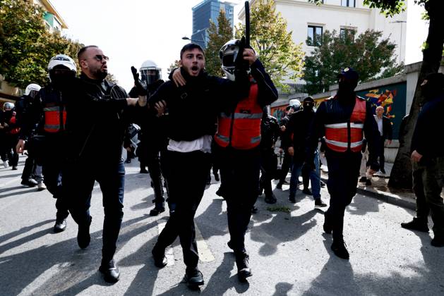 October 15, 2026, Tirana, AL: TIRANA, ALBANIA, OCTOBER 15, 2026: Students and other demonstrators take part in continuing anti-government protests in Tirana, demanding improved university conditions and the resignation of Prime Minister Edi Rama. Protesters clash with riot police as the unrest continues for a third consecutive day. Tirana AL - ZUMAq101 20261015_zna_q101_060 Copyright: xVlasovxSulajx