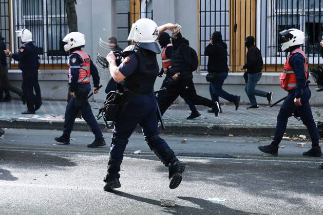 October 15, 2026, Tirana, AL: TIRANA, ALBANIA, OCTOBER 15, 2026: Students and other demonstrators take part in continuing anti-government protests in Tirana, demanding improved university conditions and the resignation of Prime Minister Edi Rama. Protesters clash with riot police as the unrest continues for a third consecutive day. Tirana AL - ZUMAq101 20261015_zna_q101_065 Copyright: xVlasovxSulajx