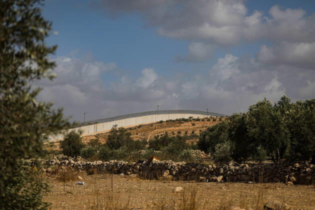 Palestinian Farmers Harvest Olives Near Barrier West of Hebron Palestinian farmers pick olives during the harvest season in a field in the village of Beit Awwa, west of Hebron, in the occupied West Bank, on October 15, 2026, near the Israeli separation barrier. Photo by Mamoun Wazwaz apaimages Hebron West Bank Palestinian Territory 151026_Hebron_MW_00(24) Copyright: xapaimagesxMamounxWazwazx xapaimagesx