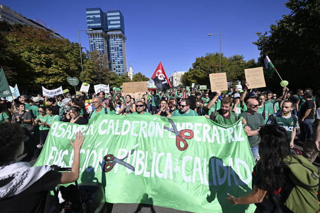 Students and teachers rally in Madrid as education strike continues MADRID, SPAIN - OCTOBER 15: Students and education workers march through central Madrid carrying banners and placards as an indefinite strike demanding improved education conditions continues for a second day, on October 15, 2026 in Madrid, Spain. Students who walked out of classes joined teachers and other education staff in the demonstration, which was called by unions representing the education sector. Burak Akbulut Anadolu Madrid Spain. Editorial use only. Please get in touch for any other usage.  Copyright: x2026xAnadoluxBurakxAkbulutx