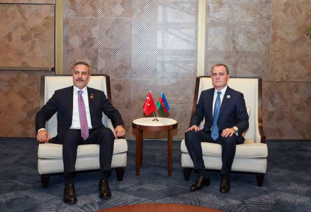 Turkish Foreign Minister Hakan Fidan in Azerbaijan BAKU, AZERBAIJAN - OCTOBER 15 : (----EDITORIAL USE ONLY MANDATORY CREDIT - TURKISH FOREIGN MINISTRY HANDOUT - NO MARKETING NO ADVERTISING CAMPAIGNS - DISTRIBUTED AS A SERVICE TO CLIENTS----) Turkish Foreign Minister Hakan Fidan meets with Azerbaijani Foreign Minister Jeyhun Bayramov on the sidelines of the 7th Summit of the Conference on Interaction and Confidence Building Measures in Asia (CICA) in Baku, Azerbaijan on October 15, 2026. Turkish National Defense Ministry Anadolu Baku Azerbaijan. Editorial use only. Please get in touch for any other usage.  Copyright: x2026xAnadoluxTurkishxNationalxDefensexMinistryx
