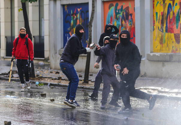 Violent protest of Students in Tirana, Albania Students throw stones to police in front of Education Ministry in Tirana, Albania, on October 15, 2026. Students are in the third day of their protest calling for better education conditions and the resignation of Prime Minister Edi Rama. Tirana Albania  Copyright: xMatrixxImages ArmandoxBabanix