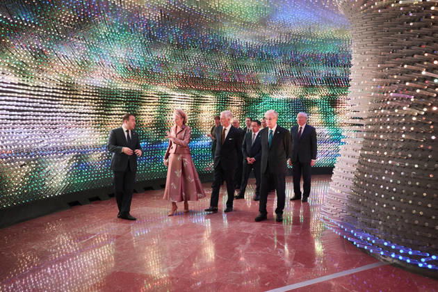 Belgian Royal Couple s State Visit to Central Asia - Day 3 - Kazakhstan King Philippe of Belgium and Queen Mathilde visit the national museum during their official visit to Kazakhstan on October 13, 2026, accompanied by Kazakh President Kassym-Jomart Tokayev. Photo by Olivier Polet ABACAPRESS.COM Kazakhstan Copyright: xPoletxOlivier ABACAx