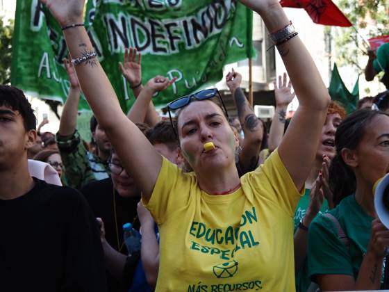 October 15, 2026, Madrid, Madrid, Spain: MADRID, SPAIN - October 15: Public education in Madrid is on strike, and the teachers called a demonstration at the headquarters of the Regional Ministry of Education (Consejeria de Educacion). The teachers got past the police cordon and blocked major thoroughfares Calle de Alcala and Paseo de Recoletos, causing traffic chaos as they passed through Plaza de Colon and Plaza de Cibeles. Madrid Spain - ZUMAh199 20261015_zip_h199_001 Copyright: xAaronxHerediax