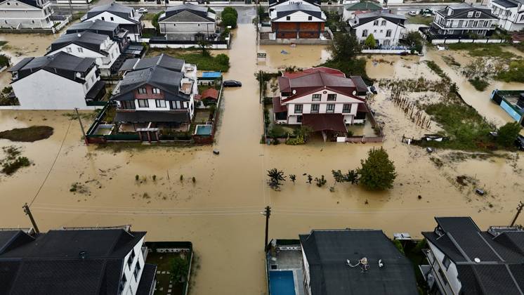 Heavy rain causes flooding in Turkiye s Sakarya SAKARYA, TURKIYE - OCTOBER 16: An aerial view of Alandere neighborhood in Kocaali district of Sakarya, Turkiye, where parts of the area are submerged in water following heavy rainfall, on October 16, 2026. Davut Genc Anadolu Sakarya Turkey. Editorial use only. Please get in touch for any other usage.  Copyright: x2026xAnadoluxDavutxGencx