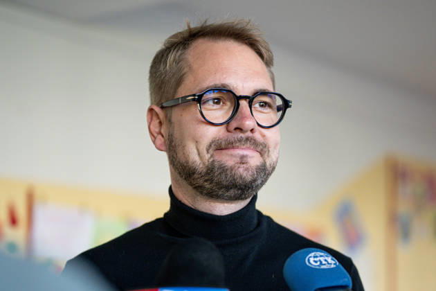 TOP 09 Chairman Matej Ondrej Havel speaks to journalists after casting his vote in the second round of the Senate elections in the Hradec Kralove district, in Hradec Kralove, Hradec Kralove Region, Czech republic on October 16, 2026. (CTKxPhoto DavidxTanecek) CTKPhotoP2026101605265  CTKPhotoP2026101605265