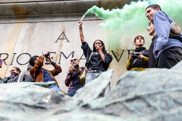 October 16, 2026, Turin, Piedmont, Italy: After days of occupations at many high schools across the city, following the French model, on Friday, October 16, in Turin, thousands of students took to the streets to protest the lack of resources in the school system and the inadequate condition of school buildings. The protesters marched through the city, stopping in front of Porta Susa, where teachers formed a human chain to separate them from the police. Lastly, in Piazza Castello, the police used water cannons and tear gas to disperse the demonstration, which had arrived outside the police headquarters. Turin Italy  - ZUMAs377 20261016_znp_s377_014 Copyright: xPietroxStariccox