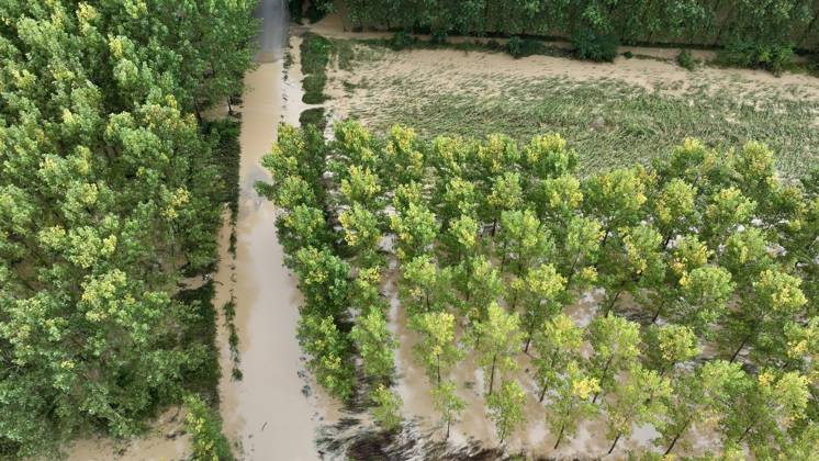 Heavy rains hit Duzce, Turkiye DUZCE, TURKIYE - OCTOBER 16: An aerial view shows floodwaters from the overflowing Melen River covering agricultural land near Demiracma village as heavy rain continues in the Akcakoca and Kocaali areas, on October 16, 2026 in Duzce, Turkiye. The river, which flows into the Black Sea, reached some residential areas after overflowing its banks. At Melenagzi Harbor, four small fishing boats reportedly capsized and drifted out to sea, while three others sank inside the harbor. Omer Urer Anadolu Duzce Turkey. Editorial use only. Please get in touch for any other usage.  Copyright: x2026xAnadoluxOmerxUrerx