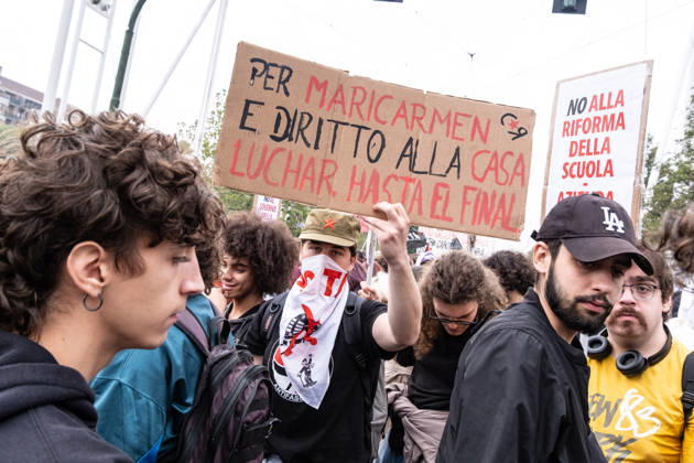 October 16, 2026, Turin, Piedmont, Italy: After days of occupations at many high schools across the city, following the French model, on Friday, October 16, in Turin, thousands of students took to the streets to protest the lack of resources in the school system and the inadequate condition of school buildings. The protesters marched through the city, stopping in front of Porta Susa, where teachers formed a human chain to separate them from the police. Lastly, in Piazza Castello, the police used water cannons and tear gas to disperse the demonstration, which had arrived outside the police headquarters. Turin Italy - ZUMAs377 20261016_znp_s377_031 Copyright: xPietroxStariccox