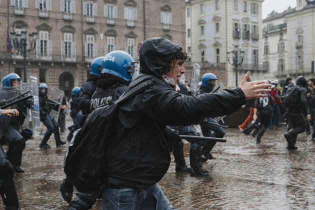 October 16, 2026, Turin, Turin, ITALY: TURIN, ITALY - OCTOBER, 16, 2026..Italian students demonstrate against cuts to public education, the structural deterioration of school buildings and rearmament. Over the past week, many Italian high schools have been occupied in the wake of French students and their demands. Turin ITALY - ZUMAm214 20261016_zip_m214_019 Copyright: xMatteoxSeccix