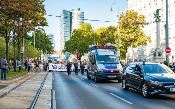 October 16, 2026 Fridays For Future Climate Strike Announcing Climate Action Isn’t Enough—Without Climate Action, Everything Is Nothing Participants in the Fridays For Future climate strike, under the slogan Announcing Climate Action Isn’t Enough—Without Climate Action, Everything Is Nothing, gathered on Prater Hauptallee near Praterst