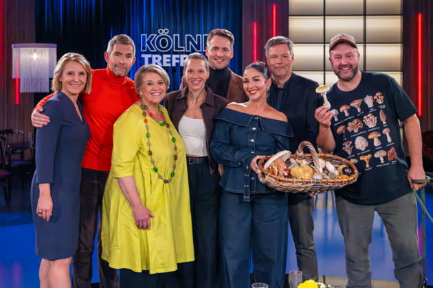 Cologne Get-Together on October 16, 2026. From left to right: hostess Susan Link, host Micky Beisenherz, Lea Linster, top chef and restaurateur from Luxemb